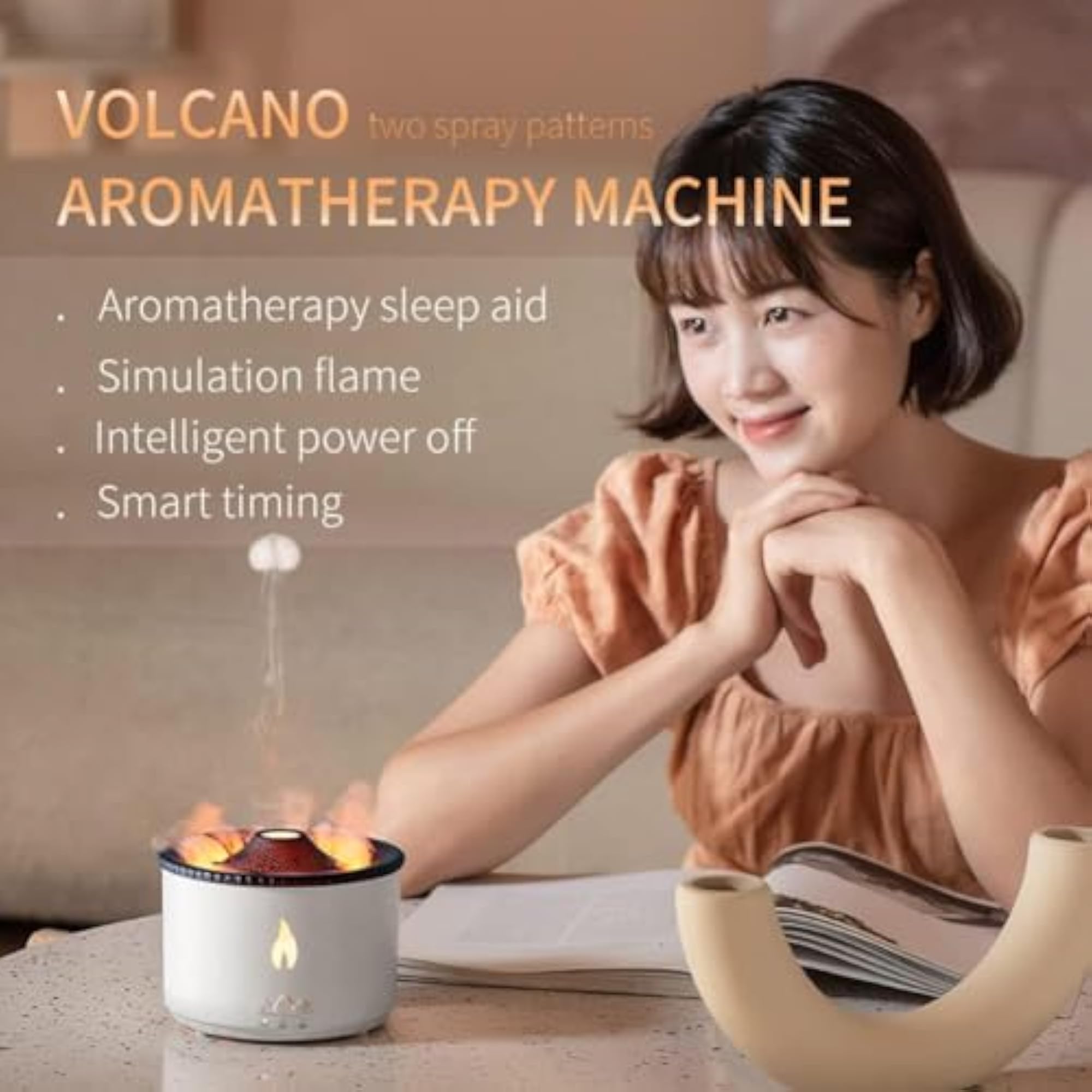 Diffuser with Flame Light and Mist Humidifier